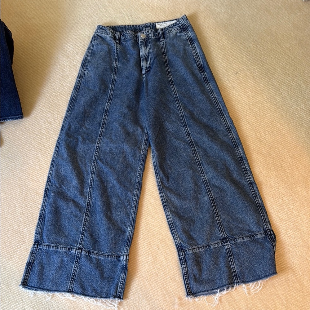 rag & bone Dark Blue Wide-Leg High-Rise Denim Jeans